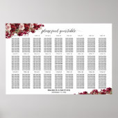 Poster Bourgogne Floral 27 Tables Siège Mariage (Devant)