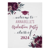 Poster Bourgogne Florale Et Diplôme De Crème Bienvenue (Devant)