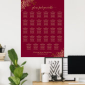 Poster Bourgogne & Or Élégant Plan de table 29 (Bureau à domicile)