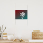 Poster Bourgogne turquoise blanche (Cuisine)