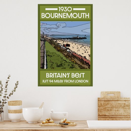 Poster Bournemouth Vintage Retro Art (Cuisine)