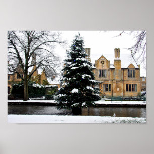 Poster Bourton sur l'eau Cotswolds Arbre de Noël