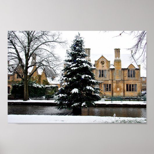 Poster Bourton sur l'eau Cotswolds Arbre de Noël (Devant)