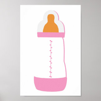 Poster Bouteille bébé rose 1