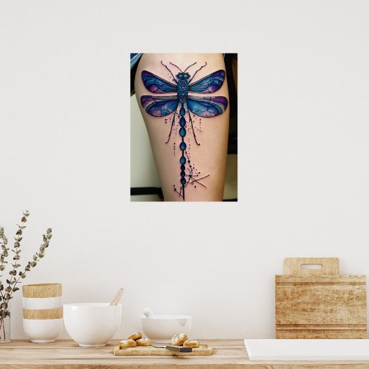 POSTER BOUTEILLE DANS L'AFFICHE D'ART EN ENCRE À LA MAIN (Cuisine)