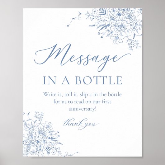 Poster Bouteille de Message de Mariage Bleu de France (Devant)