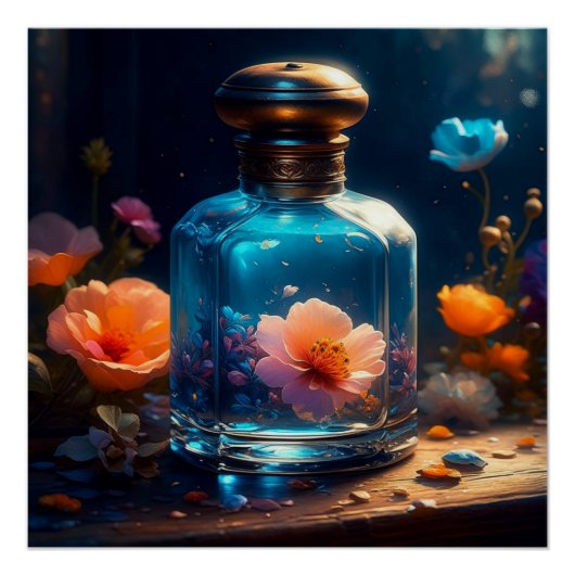 Poster Bouteille de Parfum Floral (Devant)