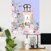 Poster Bouteille de parfum pourpre Floral Joli Chic Monog (Bureau à domicile)