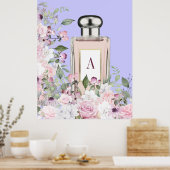 Poster Bouteille de parfum pourpre Floral Joli Chic Monog (Cuisine)