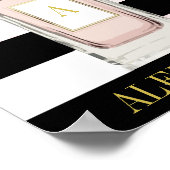 Poster Bouteille de parfum rose Noir Bande Chic Monogramm (Coin)