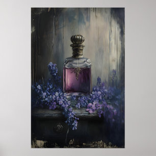 Poster Bouteille de parfum vintage Art Floral romantique