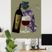 Poster Bouteille de vin dans les raisins (Bureau à domicile)