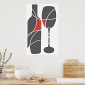 Poster Bouteille de vin et verre (Cuisine)