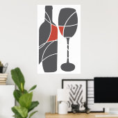 Poster Bouteille de vin et verre (Bureau à domicile)