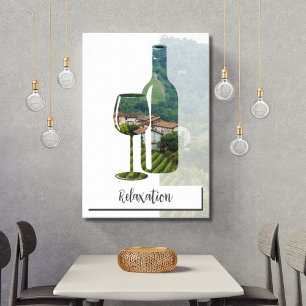 Poster Bouteille de vin rouge de relaxation avec photo et