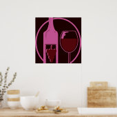 Poster Bouteille de vin rouge et verre (Cuisine)