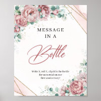 Bouteille fleurie or Message dans une bouteille