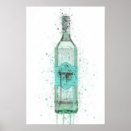 Poster Bouteille Gin Mur Art Imprimer 'Bleu Oeuf Canard' (Devant)