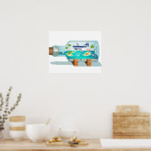 Poster Bouteille souvenir de dessin (Cuisine)