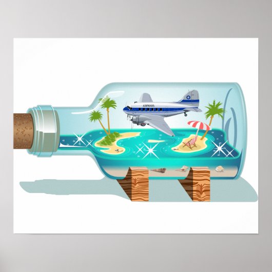 Poster Bouteille souvenir de dessin (Devant)