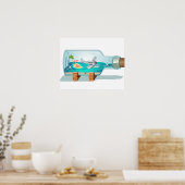 Poster Bouteille souvenir de dessin (Cuisine)