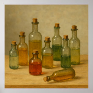 Poster Bouteilles apothécaires vintages Vie morte - Tons 