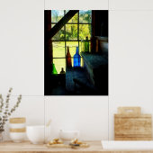 Poster Bouteilles colorées sur les marches (Cuisine)