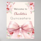 Poster Bouteilles crème arc rose Quinceanera bienvenue (Devant)