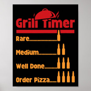 Poster Bouteilles de bière Bbq drôles de minuterie de gri