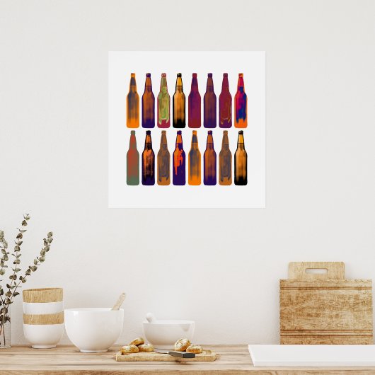 Poster bouteilles de bière couleur (Cuisine)