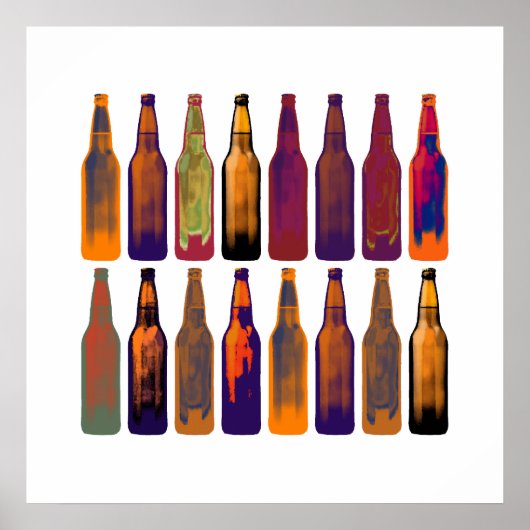 Poster bouteilles de bière couleur (Devant)