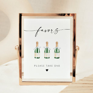 Poster Bouteilles de Champagne Miniatures à l'Écriture Él