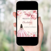 Poster Bouteilles de crème arc rose robe Quinceanera bien