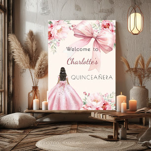 Poster Bouteilles de crème arc rose robe Quinceanera bien