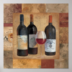 Poster Bouteilles de vin avec le verre