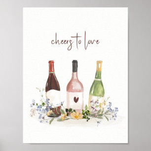 Poster Bouteilles de vin de fleurs sauvages Signe de sant