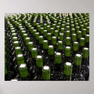 Poster Bouteilles de vin en verre dans une usine