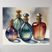 Poster Bouteilles en verre d'aquarelle de couleur Cool bo (Devant)