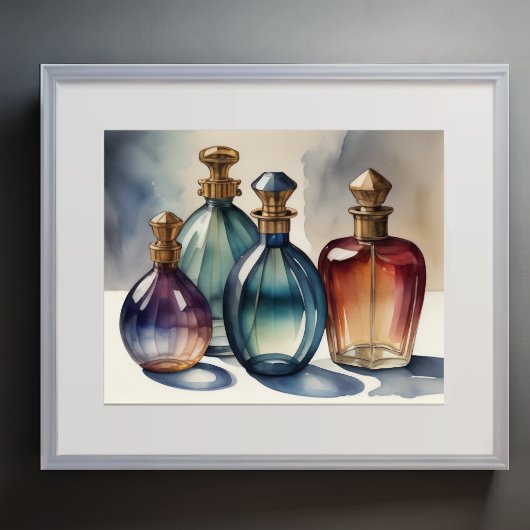 Poster Bouteilles en verre d'aquarelle de couleur Cool bo