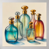 Poster Bouteilles en verre d'aquarelle de couleur Cool Mu (Devant)