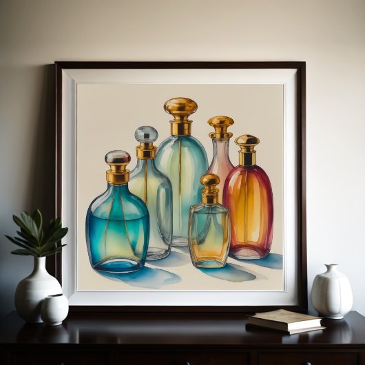 Poster Bouteilles en verre d'aquarelle de couleur Cool Mu