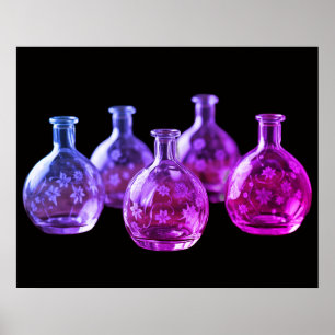 Poster Bouteilles en verre pochoir Fond noir mur