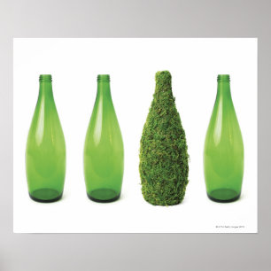 Poster Bouteilles en verre vertes montrant la