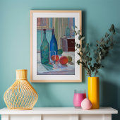 Poster Bouteilles et Oranges bleues et vertes | Spencer G