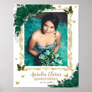 Poster Bouteilles florales Emerald Quinceanera Photo