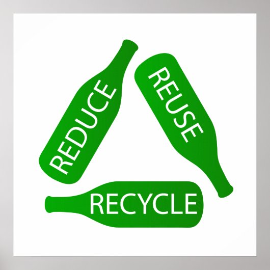 Poster Bouteilles formant l'icône de recyclage (Devant)
