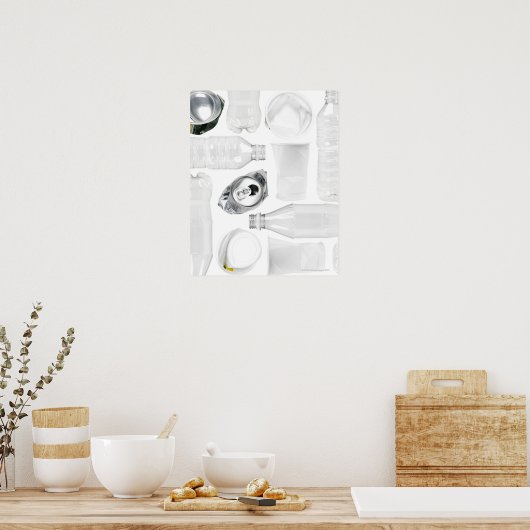 Poster Bouteilles, tasses et boîtes en aluminium en plast (Cuisine)