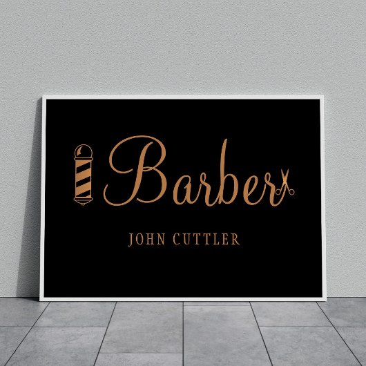 Poster Boutique de coiffure nom or noir logo