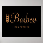 Poster Boutique de coiffure nom or noir logo (Devant)