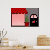 Poster Boutique devanture Topiaire rouge noir ouvert (Cuisine)